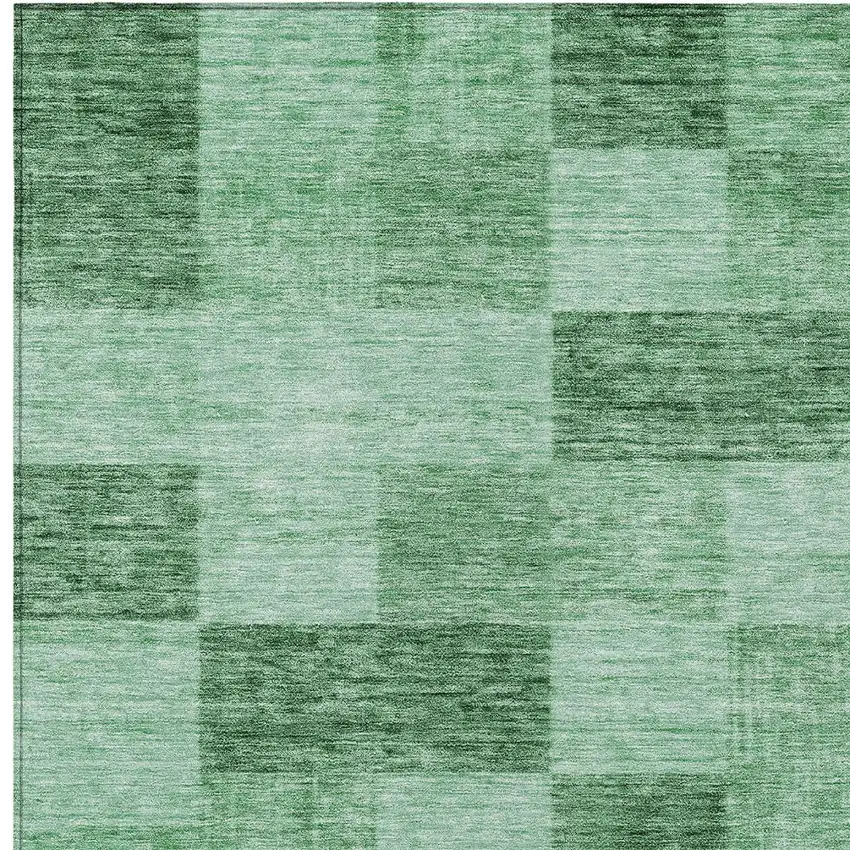 Light Green And Dark Green Geometric Washable Indoor Outdoor Area Rug Photo 5