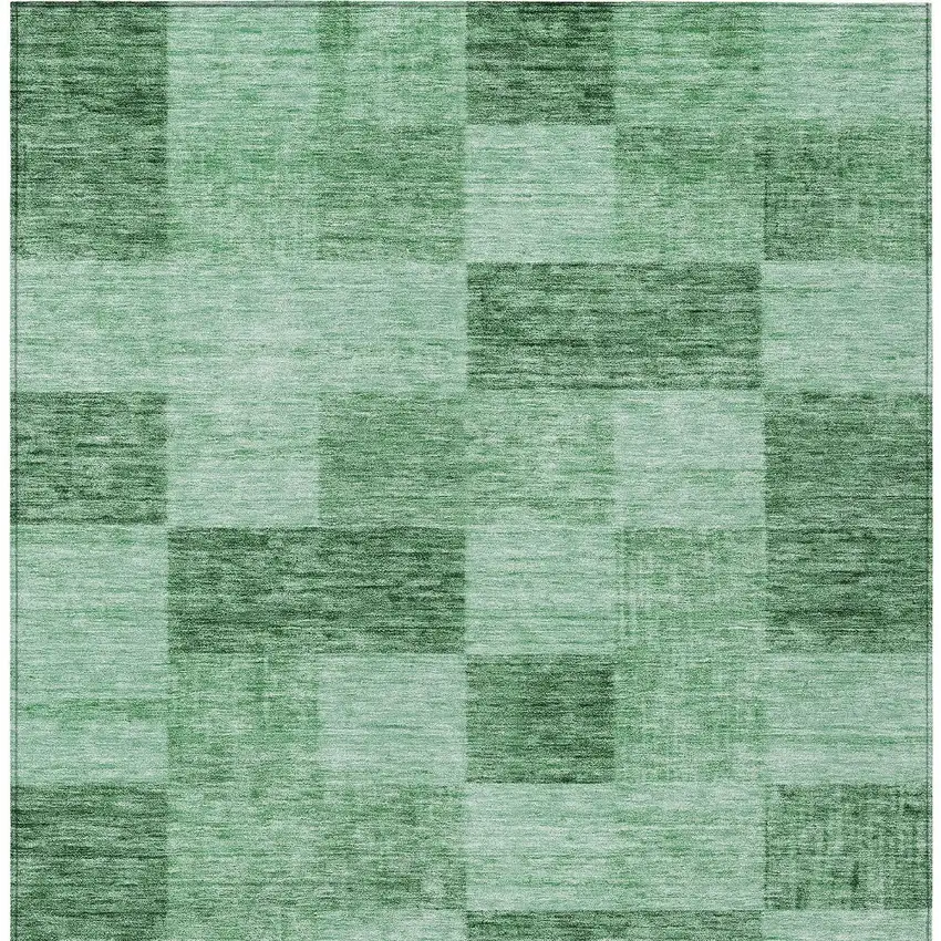 Light Green And Dark Green Geometric Washable Indoor Outdoor Area Rug Photo 6