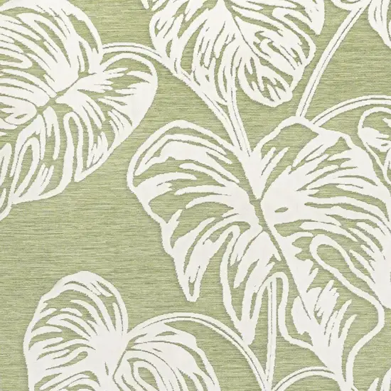 Light Green And Ivory Floral Indoor Outdoor Area Rug Photo 3