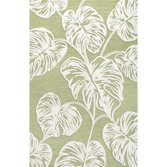 Light Green And Ivory Floral Indoor Outdoor Area Rug Photo 1