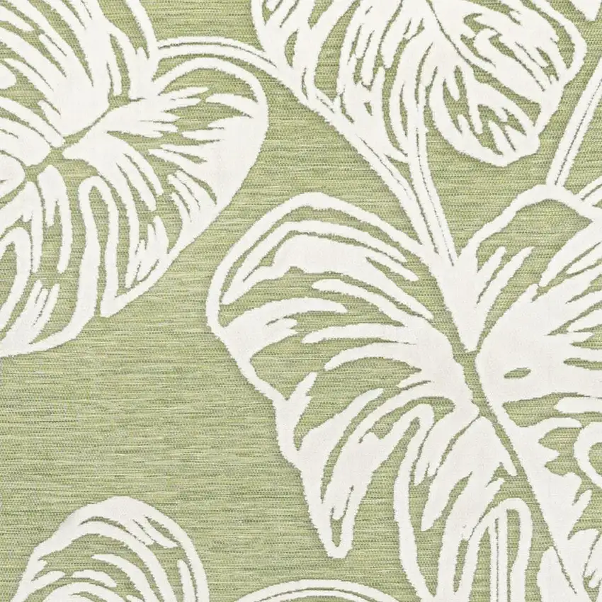 Light Green And Ivory Floral Indoor Outdoor Area Rug Photo 2