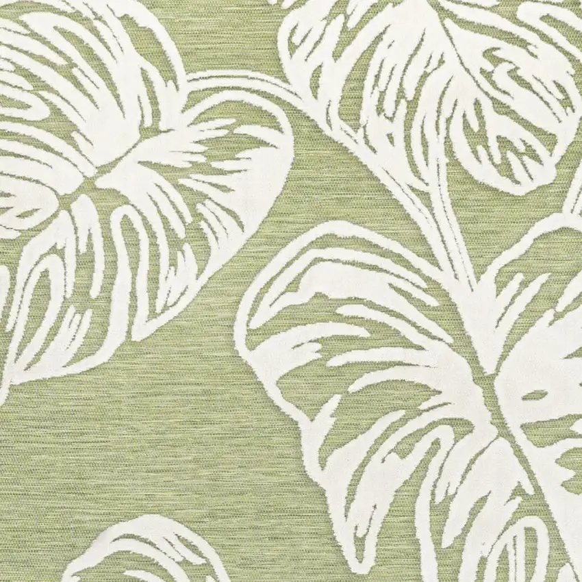Light Green And Ivory Floral Indoor Outdoor Area Rug Photo 2