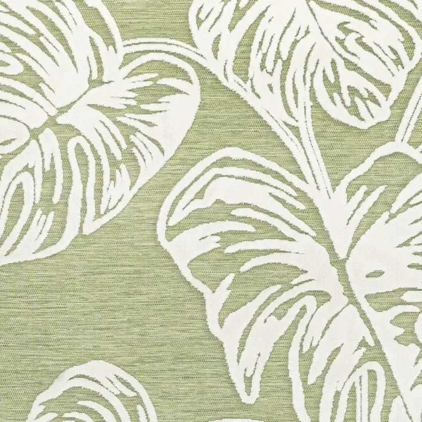 Light Green And Ivory Floral Indoor Outdoor Area Rug Photo 2