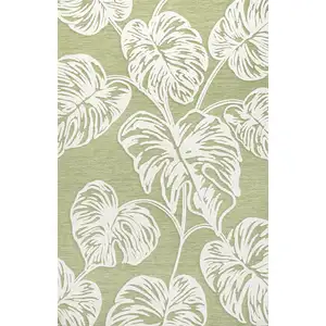 Photo of Light Green And Ivory Floral Indoor Outdoor Area Rug
