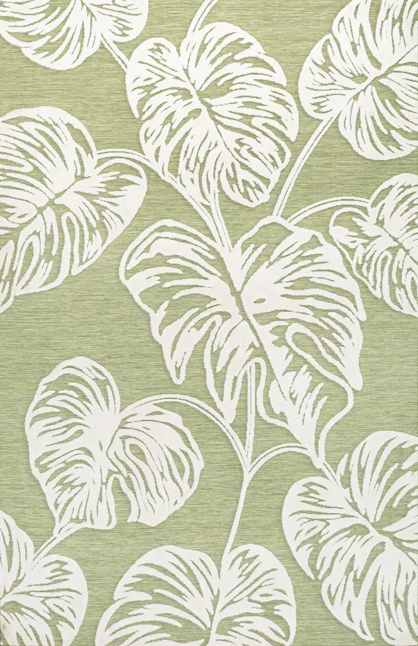 Light Green And Ivory Floral Indoor Outdoor Area Rug Photo 1