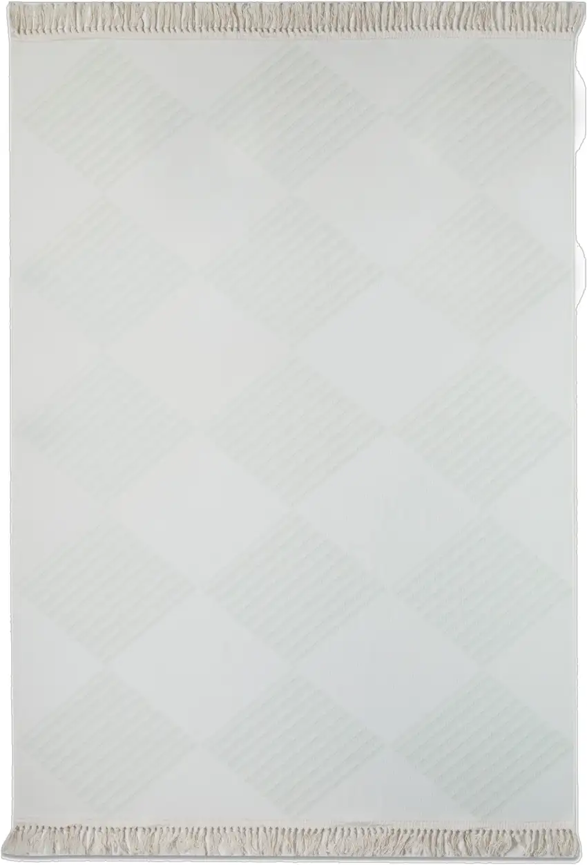 Light Green And Off White Diamond Area Rug Photo 2