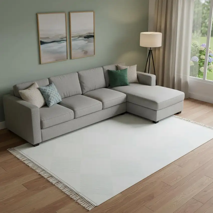 Light Green And Off White Diamond Area Rug Photo 1