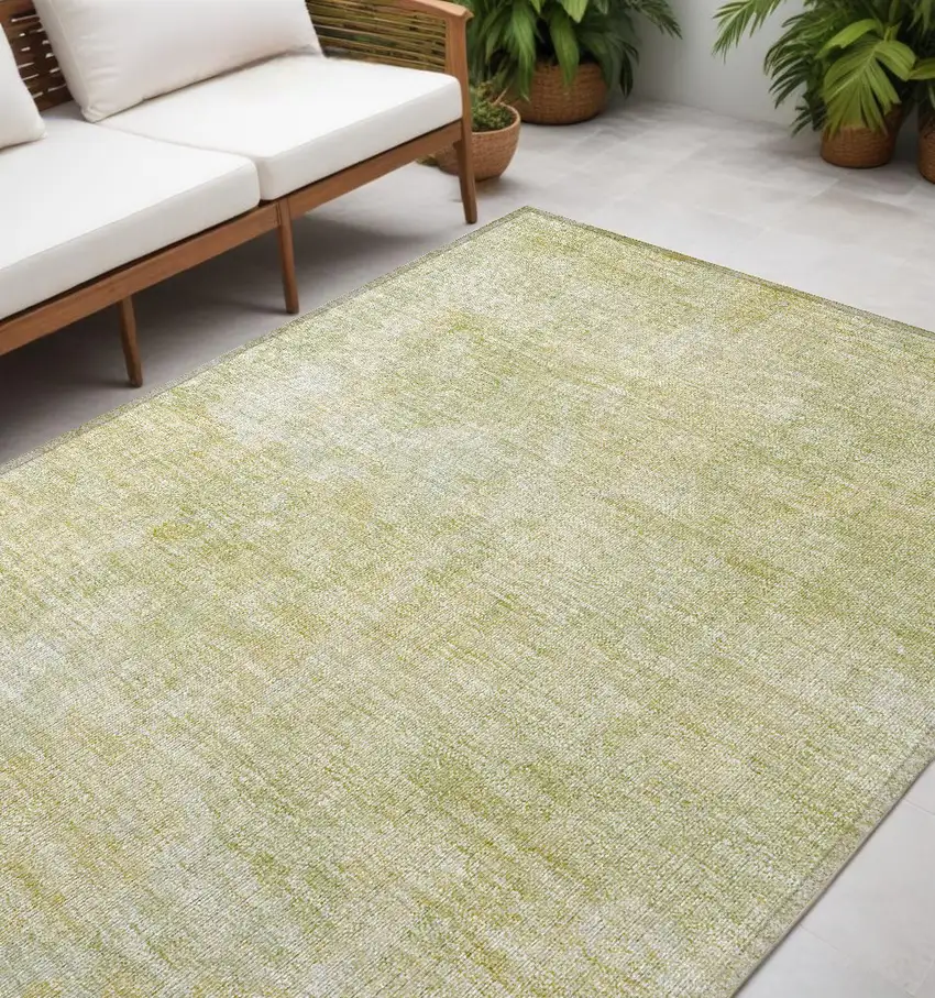 Light Green Damask Washable Non Skid Indoor Outdoor Area Rug Photo 1