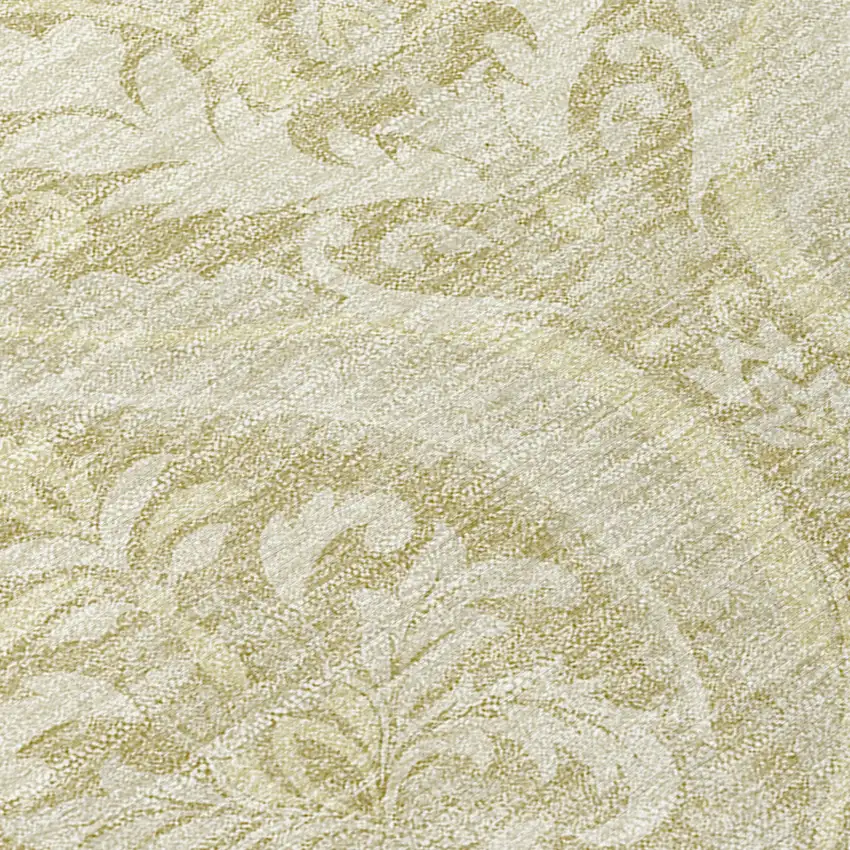 Light Green Damask Washable Non Skid Indoor Outdoor Area Rug Photo 8