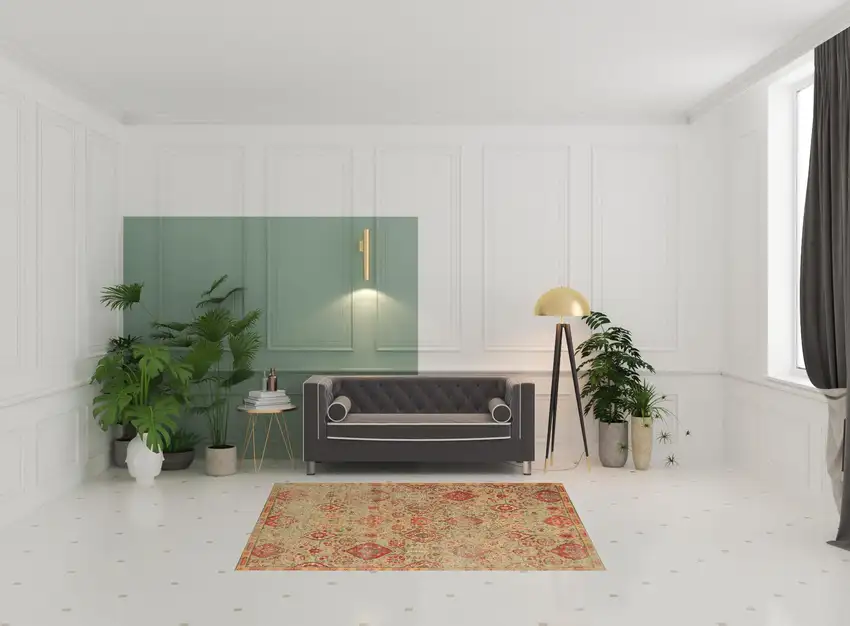 Light Green Tan And Red Floral Distressed Non Skid Area Rug Photo 1