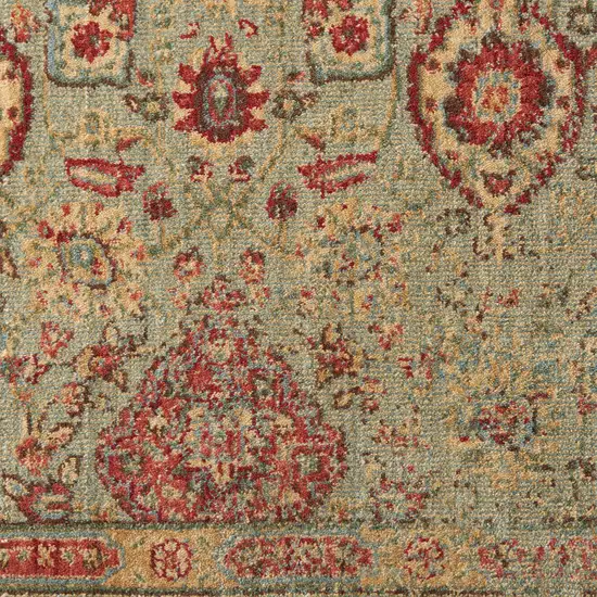 Light Green Tan And Red Floral Distressed Non Skid Area Rug Photo 3