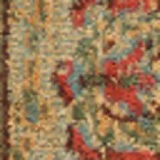Light Green Tan And Red Floral Distressed Non Skid Area Rug Photo 7