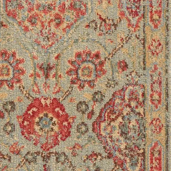 Light Green Tan And Red Floral Distressed Non Skid Area Rug Photo 3