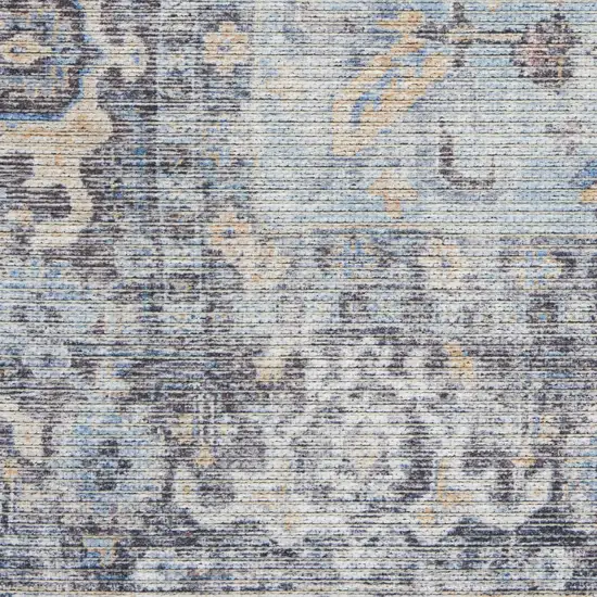 Light Grey And Blue Oriental Power Loom Distressed Washable Area Rug Photo 4