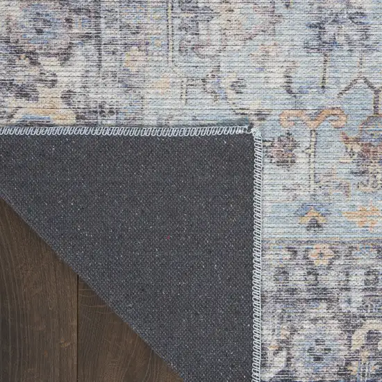 Light Grey And Blue Oriental Power Loom Distressed Washable Area Rug Photo 8