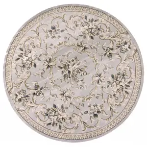 Photo of Light Grey Floral Round Indoor Area Rug
