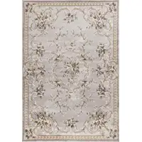 Photo of Light Grey Floral Vines Bordered Area Rug