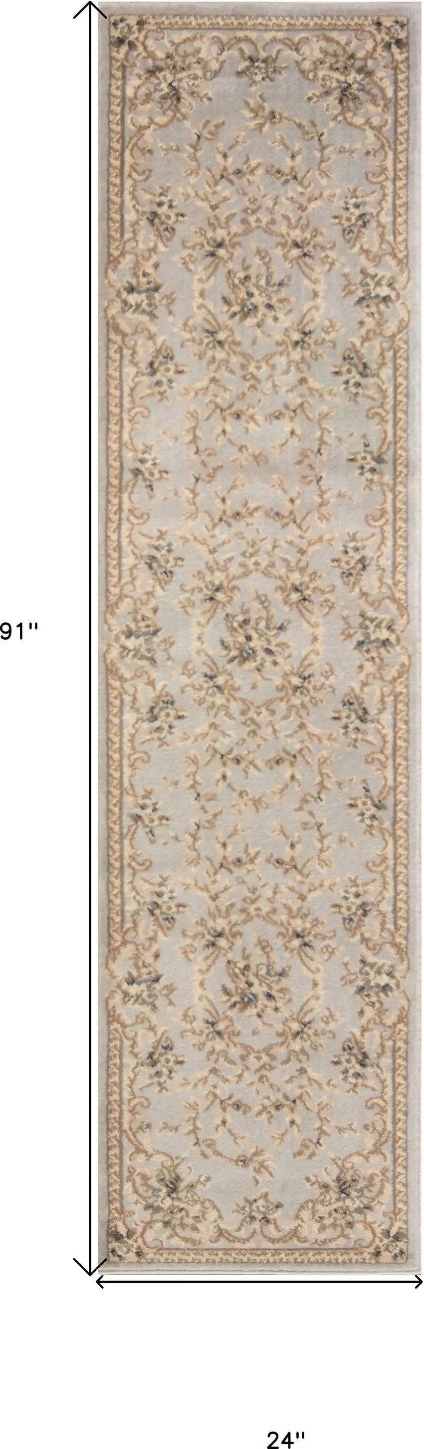 Light Grey Polypropylene Runner Rug Photo 8