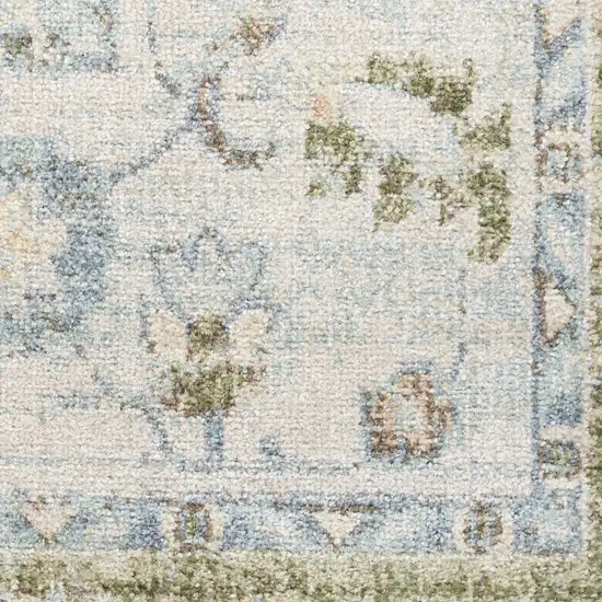 Light Sky Blue Floral Power Loom Distressed Area Rug Photo 3