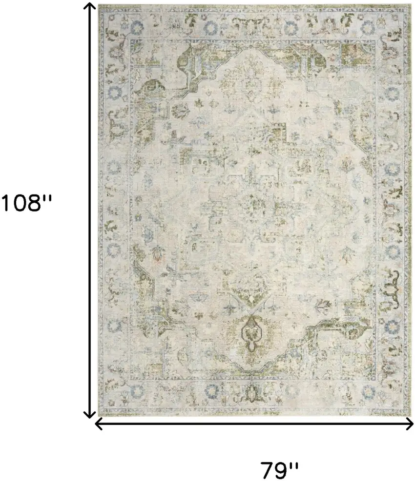 Light Sky Blue Floral Power Loom Distressed Area Rug Photo 3