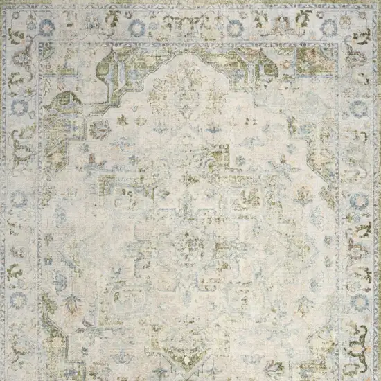 Light Sky Blue Floral Power Loom Distressed Area Rug Photo 8