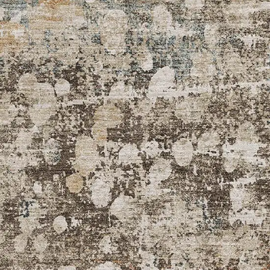 Light Taupe And Brown Abstract Washable Area Rug With UV Protection Photo 3