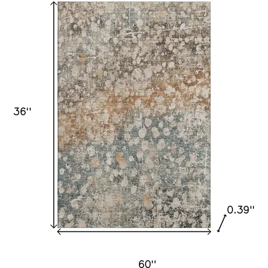 Light Taupe And Brown Abstract Washable Area Rug With UV Protection Photo 9