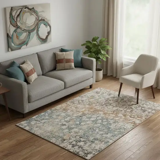 Light Taupe And Brown Abstract Washable Area Rug With UV Protection Photo 2