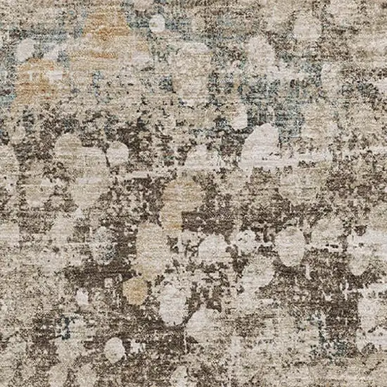 Light Taupe And Brown Abstract Washable Area Rug With UV Protection Photo 3