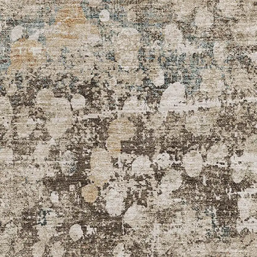 Light Taupe And Brown Abstract Washable Area Rug With UV Protection Photo 3
