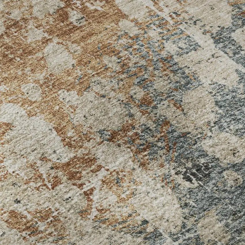 Light Taupe And Brown Abstract Washable Area Rug With UV Protection Photo 8