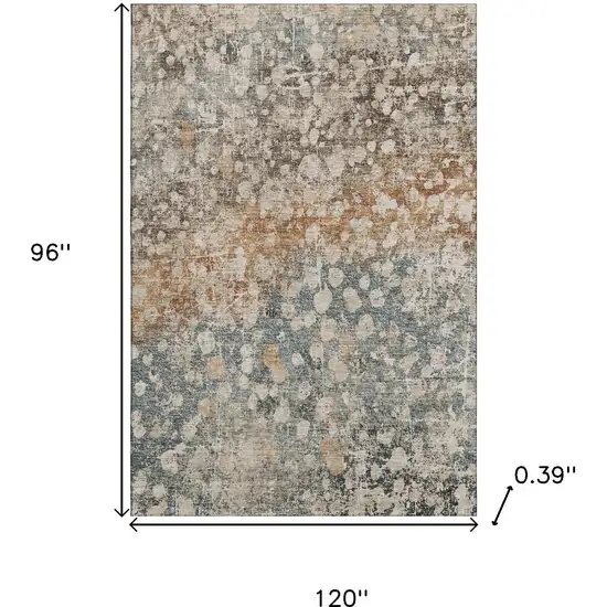 Light Taupe And Brown Abstract Washable Area Rug With UV Protection Photo 9