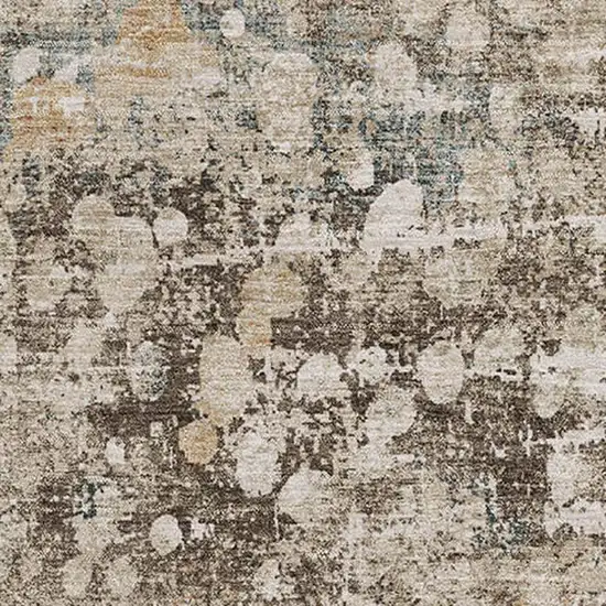 Light Taupe And Brown Abstract Washable Area Rug With UV Protection Photo 3