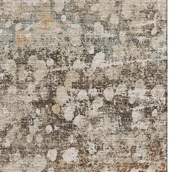 Light Taupe And Brown Abstract Washable Area Rug With UV Protection Photo 3