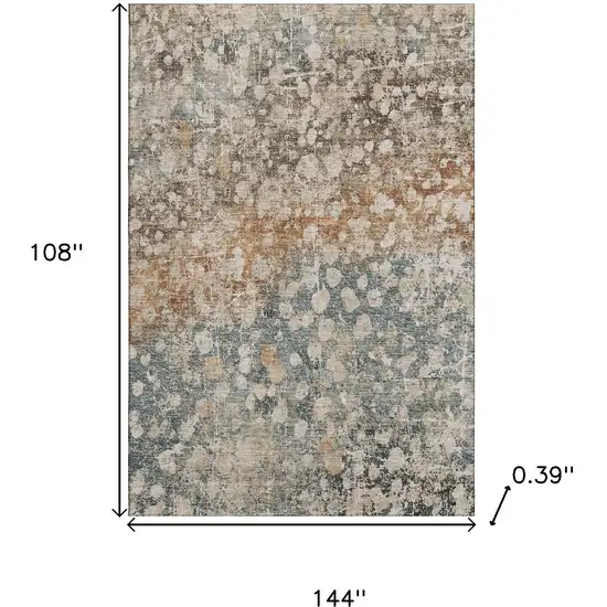 Light Taupe And Brown Abstract Washable Area Rug With UV Protection Photo 9