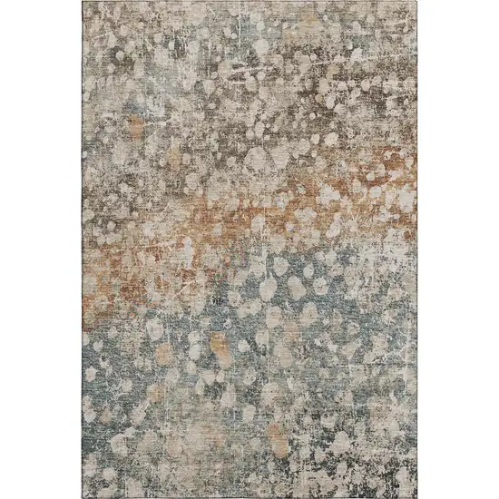 Light Taupe And Brown Abstract Washable Area Rug With UV Protection Photo 1