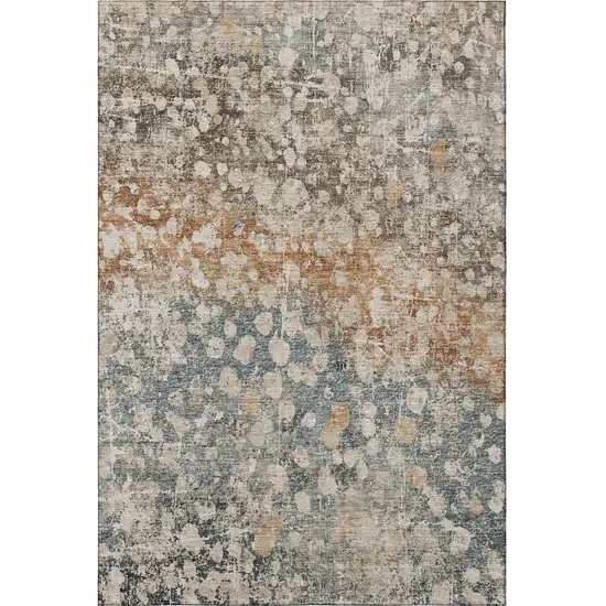 Light Taupe And Brown Abstract Washable Area Rug With UV Protection Photo 4