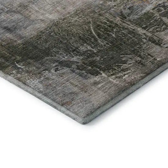 Light Taupe And Gray Abstract Washable Area Rug With UV Protection Photo 7