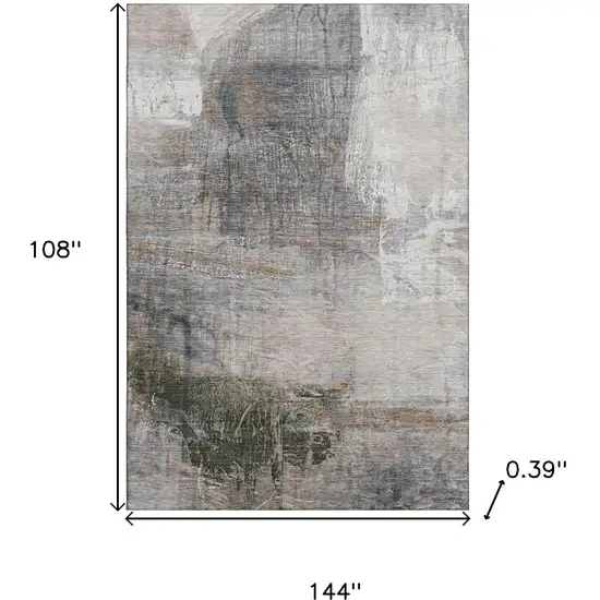 Light Taupe And Gray Abstract Washable Area Rug With UV Protection Photo 8