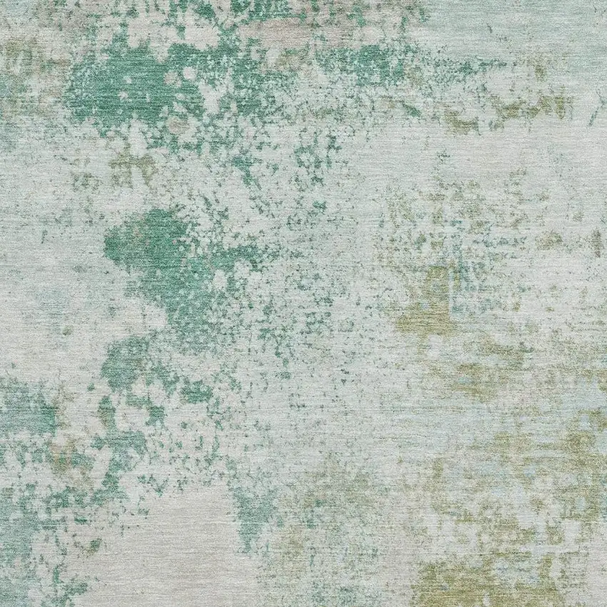 Light Taupe And Teal Abstract Washable Area Rug With UV Protection Photo 3