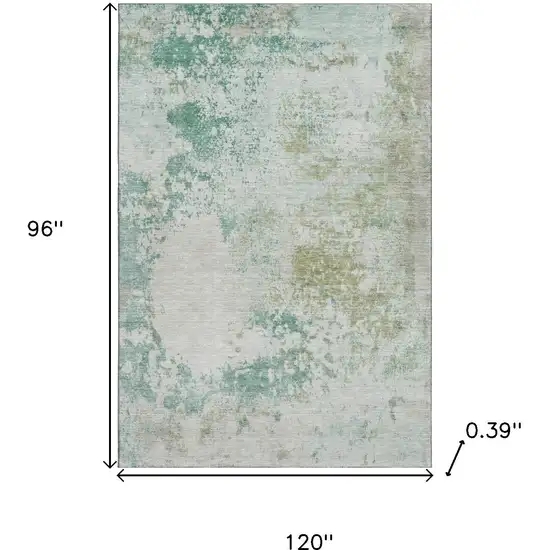 Light Taupe And Teal Abstract Washable Area Rug With UV Protection Photo 9