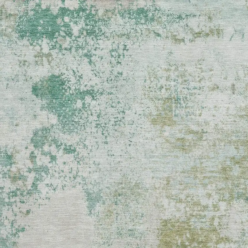 Light Taupe And Teal Abstract Washable Area Rug With UV Protection Photo 3