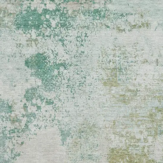 Light Taupe And Teal Abstract Washable Area Rug With UV Protection Photo 3