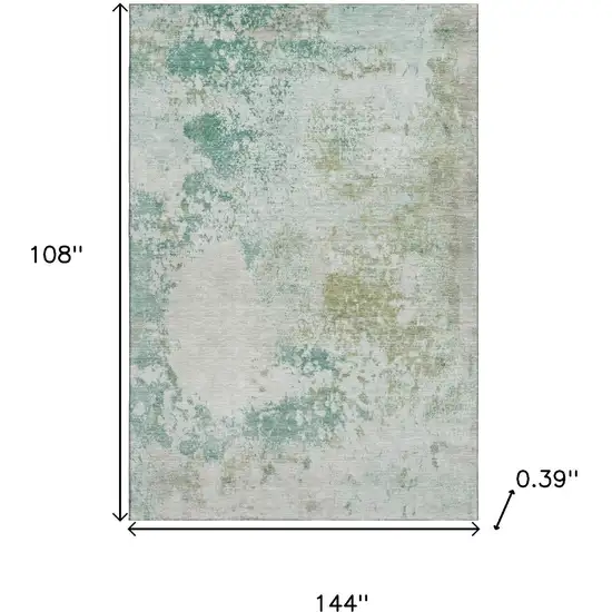 Light Taupe And Teal Abstract Washable Area Rug With UV Protection Photo 9
