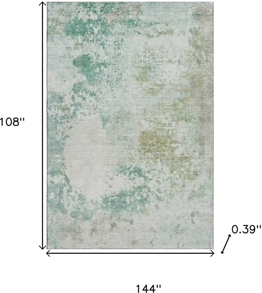 Light Taupe And Teal Abstract Washable Area Rug With UV Protection Photo 9