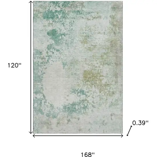 Light Taupe And Teal Abstract Washable Area Rug With UV Protection Photo 9