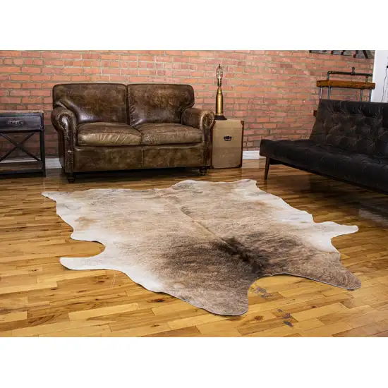 Light Taupe and Brown Exotic Cowhide  Rug Photo 4