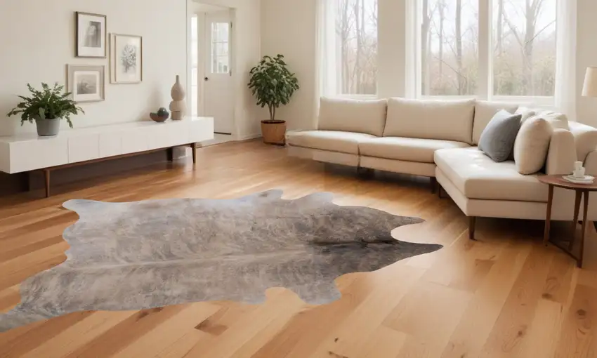 Light Taupe And Brown Exotic Cowhide  Rug Photo 1