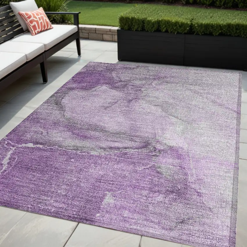 Lilac Abstract Washable Non Skid Indoor Outdoor Area Rug Photo 1
