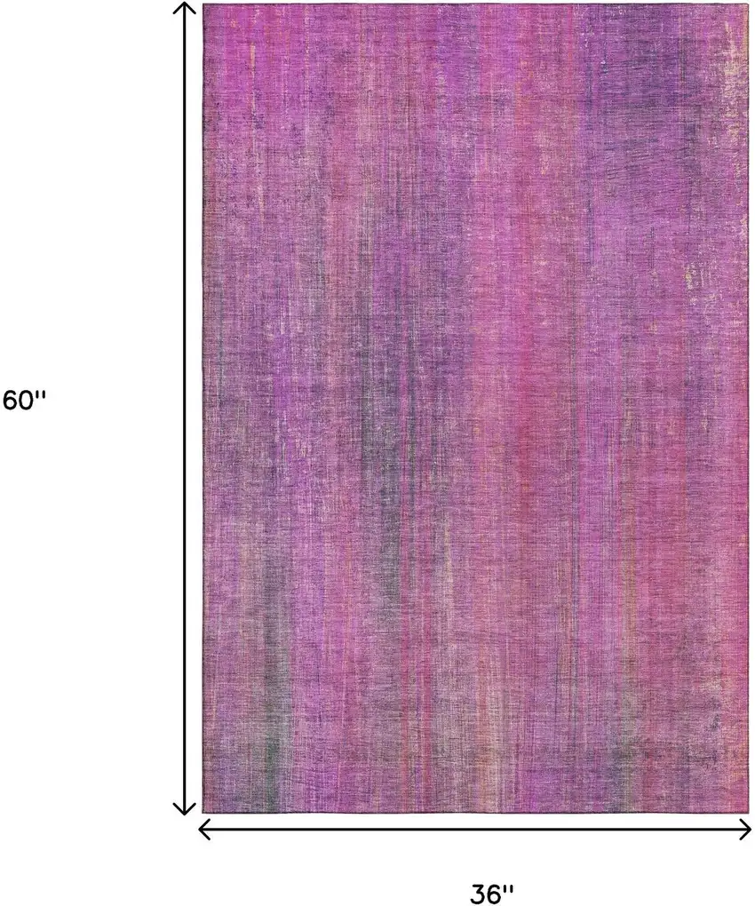 Lilac And Blush Striped Washable Area Rug With UV Protection Photo 6